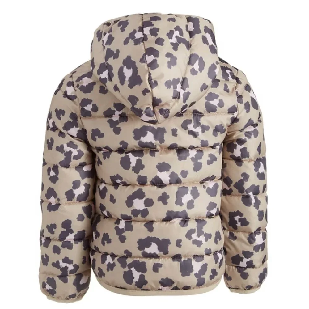 NWT Epic Threads Quilted Leopard-Print Packable Hooded Puffer Jacket 2T